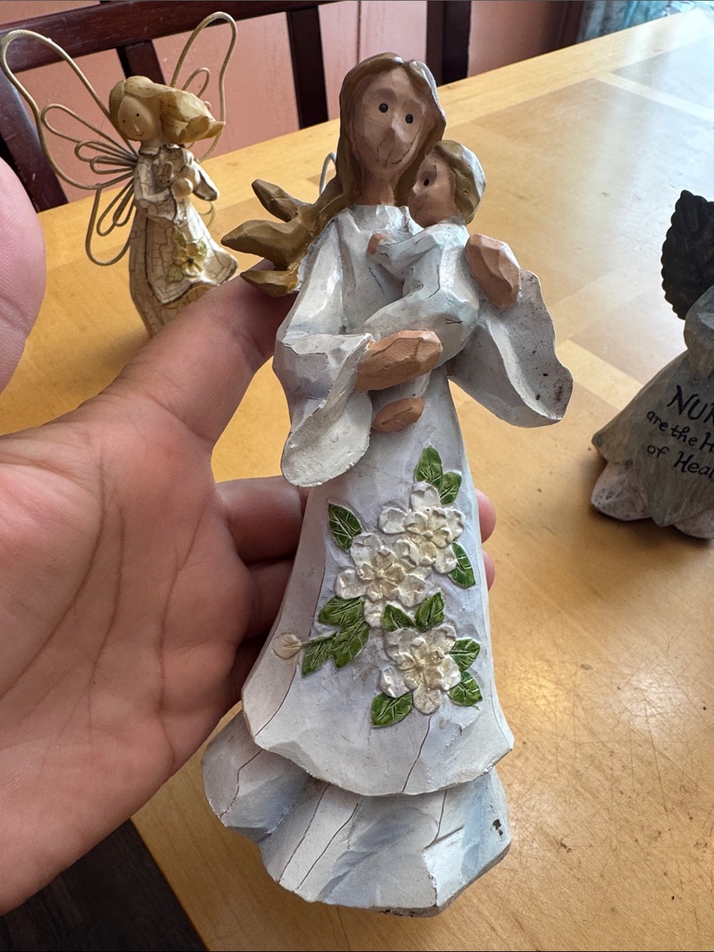Set of Four Angel Figurine in White, Cream, Gray & Red - Picture 4 of 15